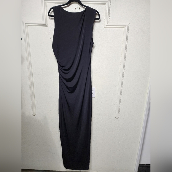 Lulus Significant Allure Black Slinky Knit Ruched Maxi Dress XL Wedding Party - Picture 9 of 10